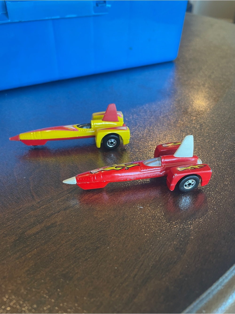 2 Vintage Hot Wheels Land Speed Jet Rocket Cars 1979, RedFlames- X8 yellow/red